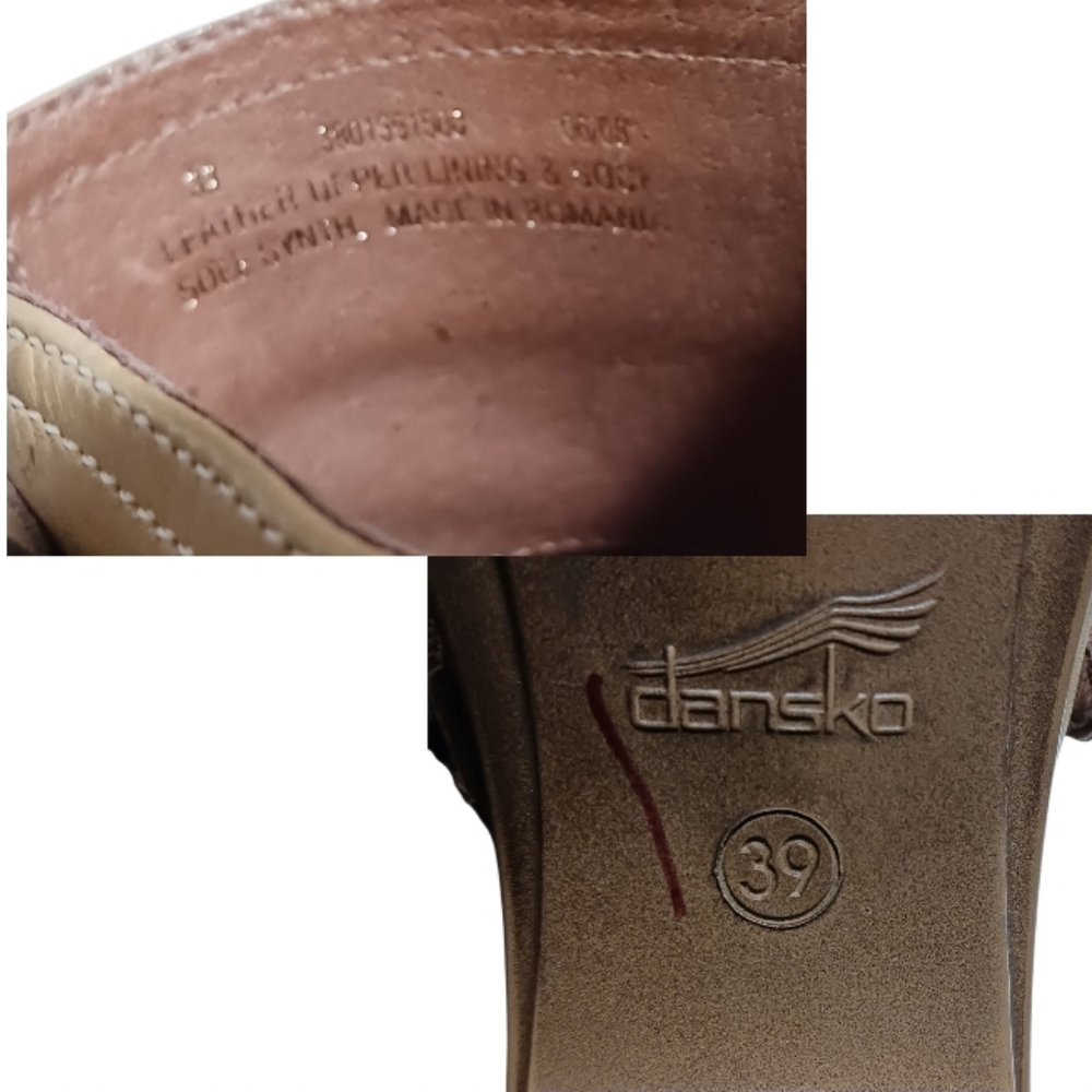 Dansko Leather Mule Clog Block Heel Slip-On Camel - Picture 10 of 13